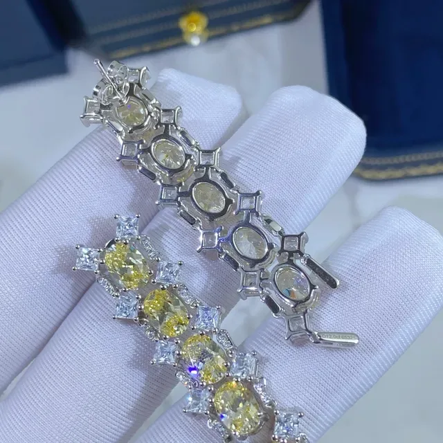 Yellow and Clear Multi-Stone Cascade Dangling Earrings 2