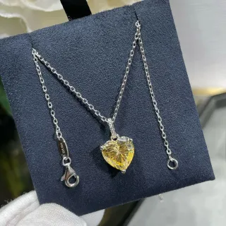 黄色心形切面宝石吊坠项链