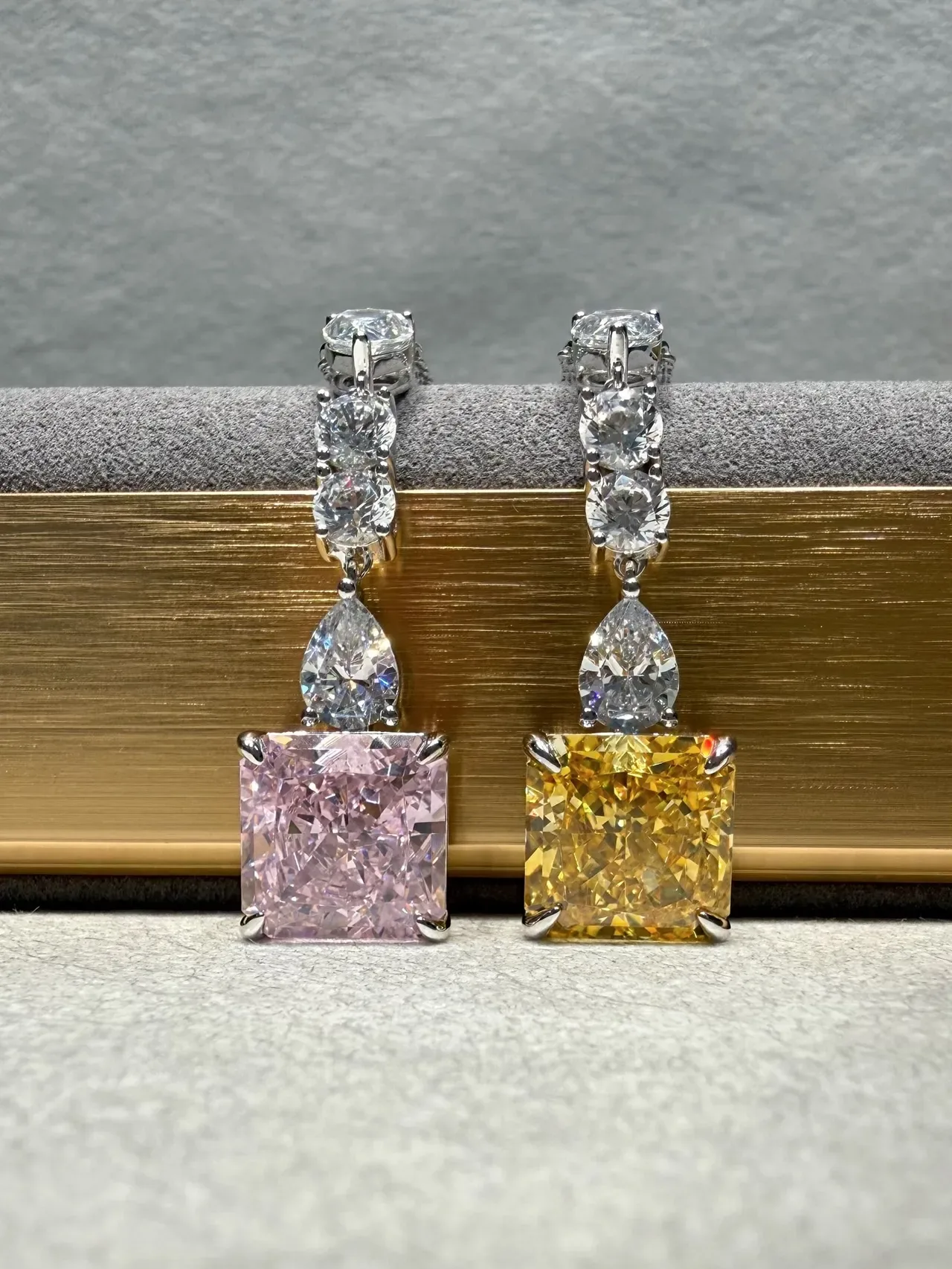 Yellow Silver Drop Pendant Multi-Stone Cascade Necklace 5