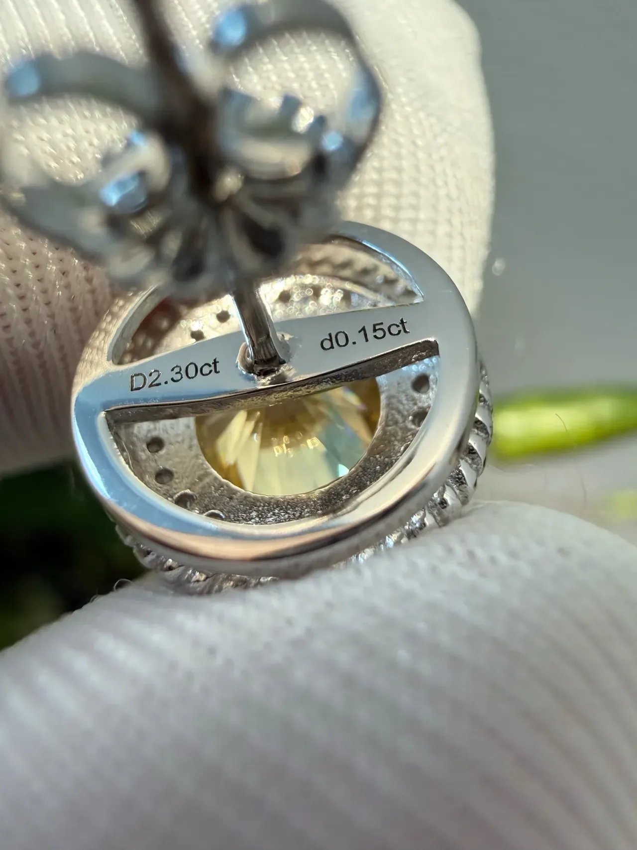 Yellow Silver Round Halo Beaded Bezel Earrings 5