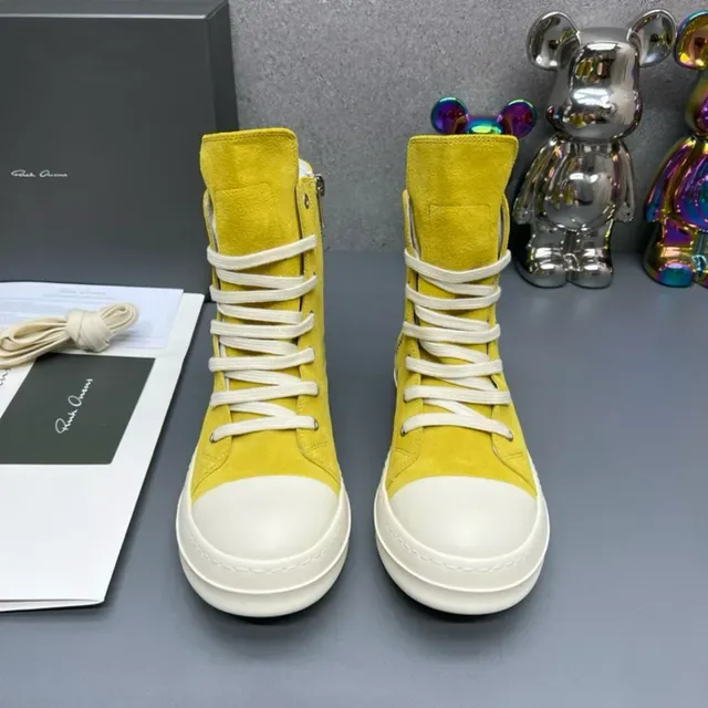 Yellow White High-Top Suede Upper Lifestyle Sneakers 2