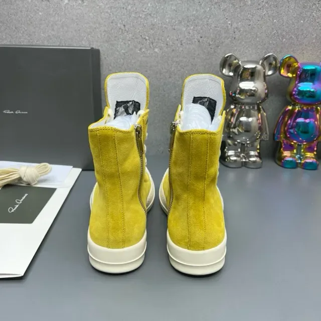 Yellow White High-Top Suede Upper Lifestyle Sneakers 3