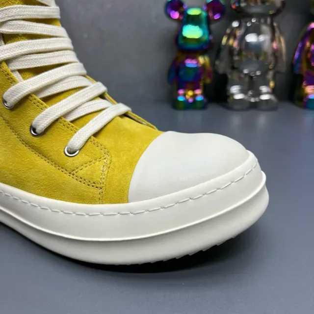 Yellow White High-Top Suede Upper Lifestyle Sneakers 4