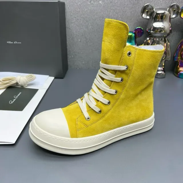 Yellow White High-Top Suede Upper Lifestyle Sneakers 5