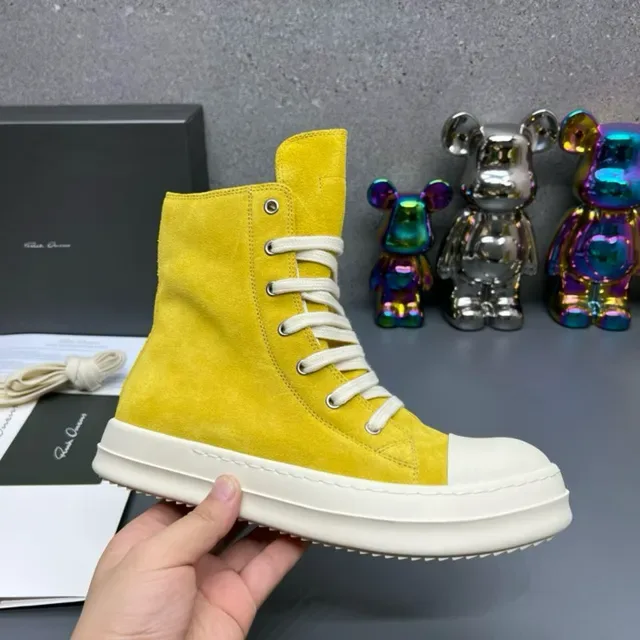 Yellow White High-Top Suede Upper Lifestyle Sneakers 6