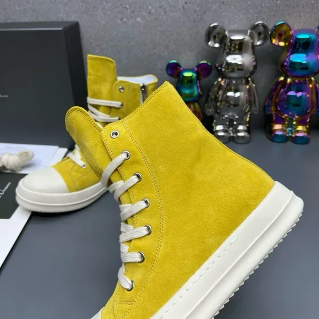 Yellow White High-Top Suede Upper Lifestyle Sneakers 7