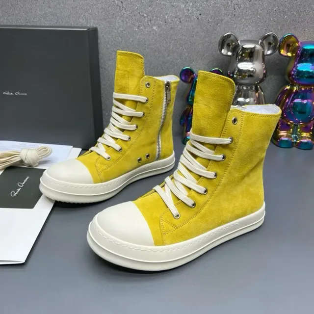 Yellow White High-Top Suede Upper Lifestyle Sneakers 8