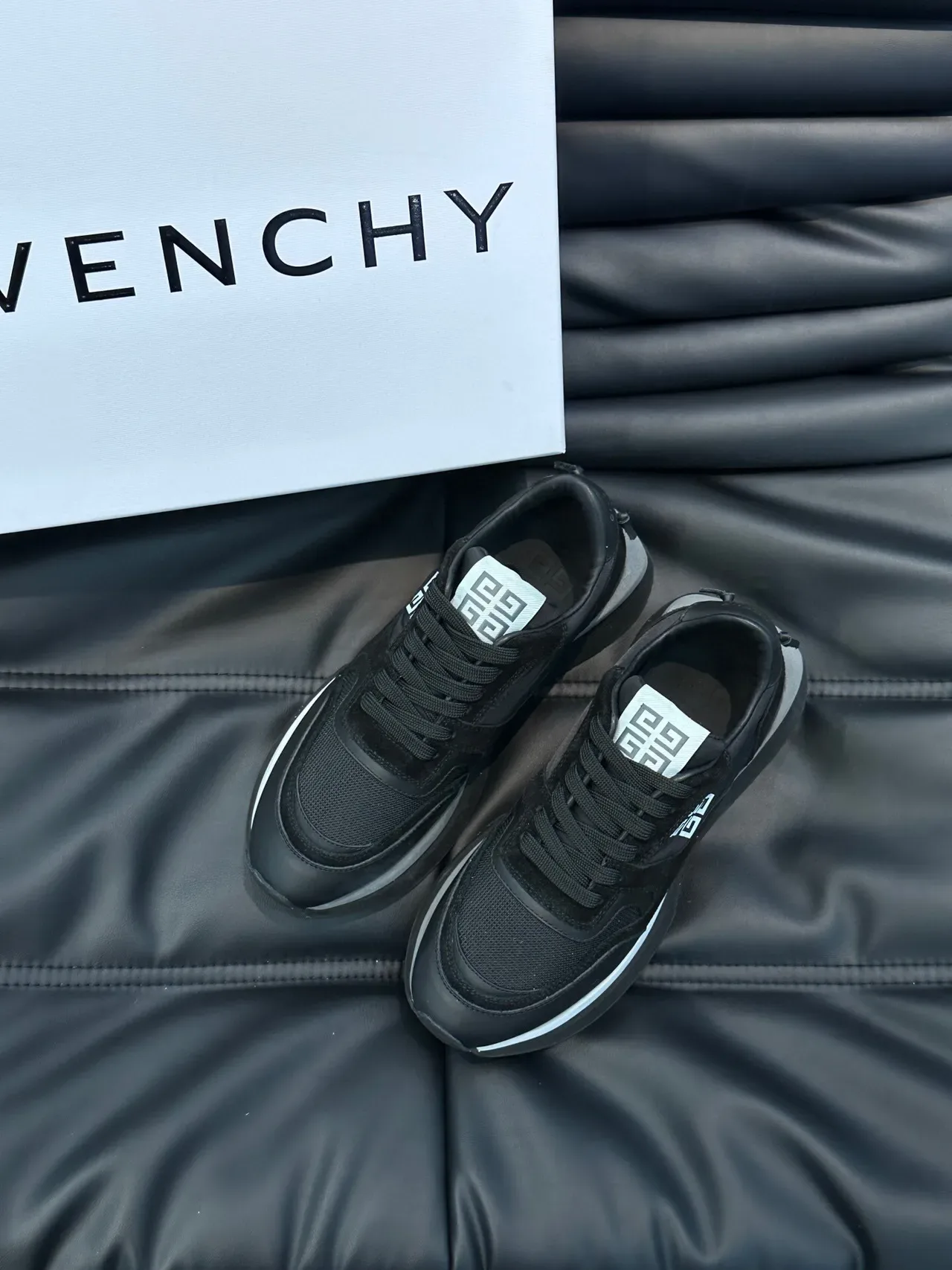 Givenchy Black White Platform Sole Mixed-Material Upper Chunky Sneakers 2