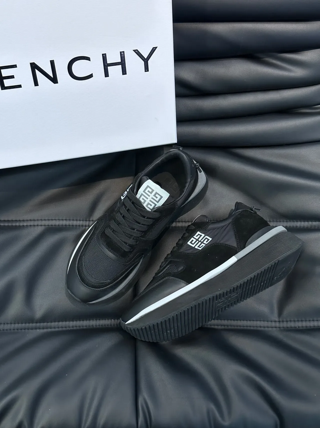 Givenchy Black White Platform Sole Mixed-Material Upper Chunky Sneakers 3