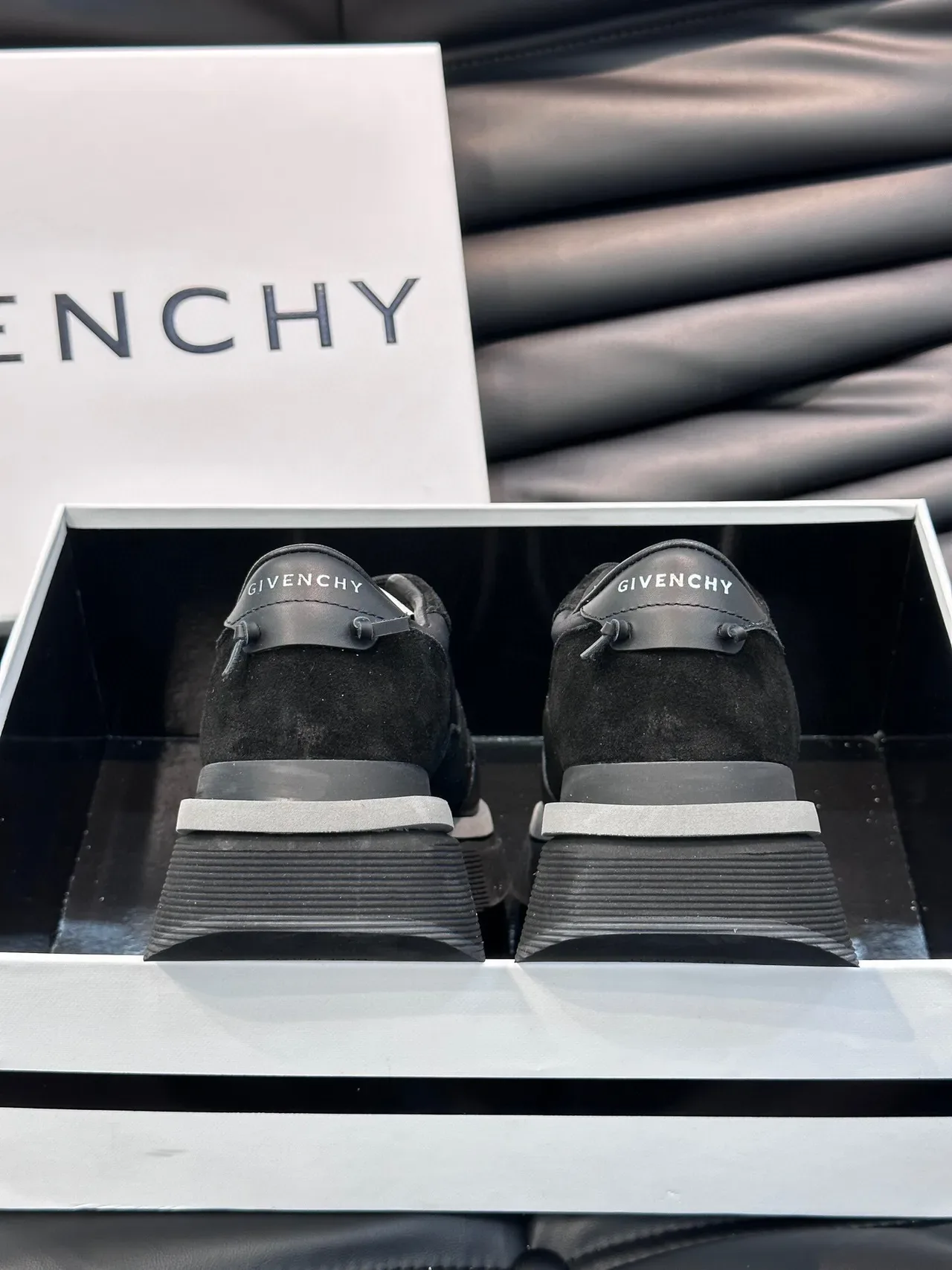 Givenchy Black White Platform Sole Mixed-Material Upper Chunky Sneakers 5