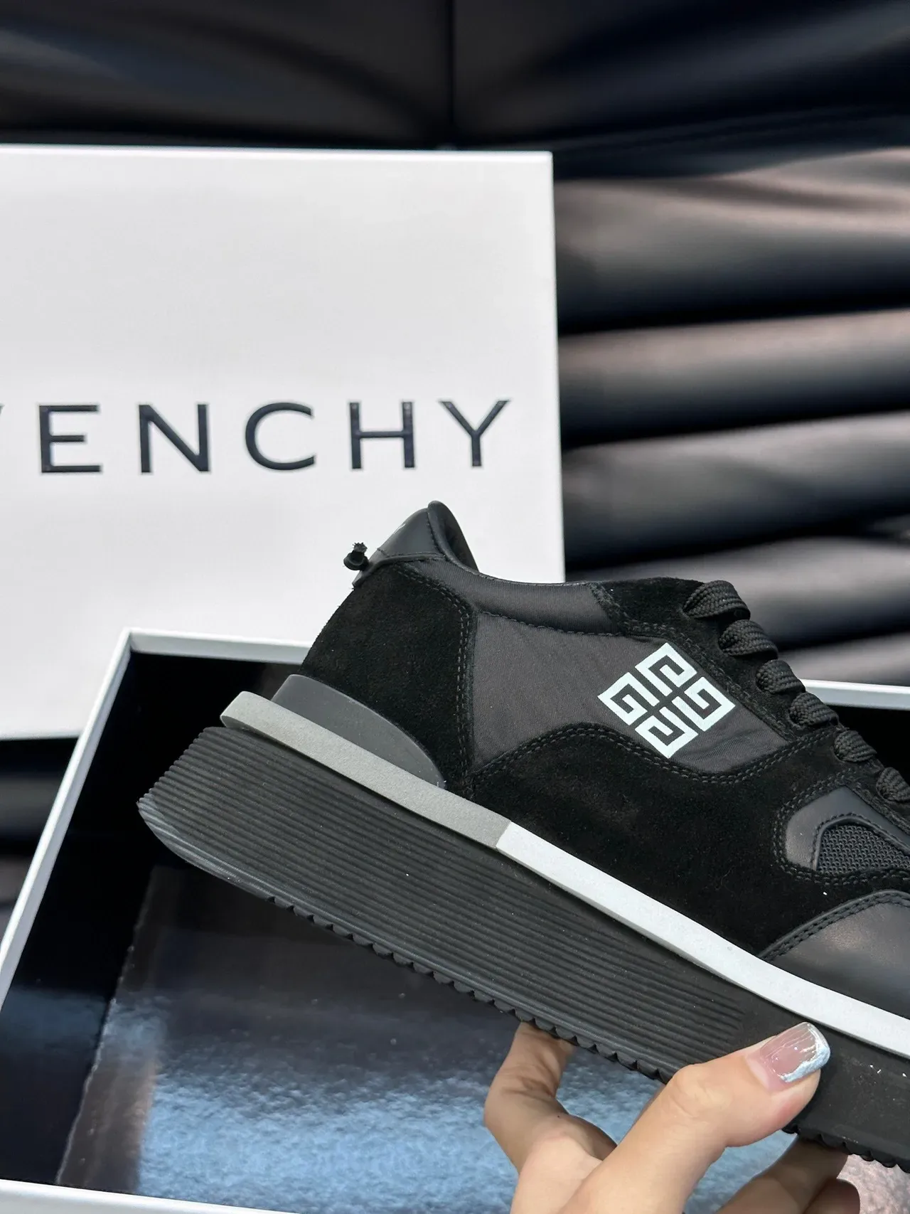 Givenchy Black White Platform Sole Mixed-Material Upper Chunky Sneakers 7