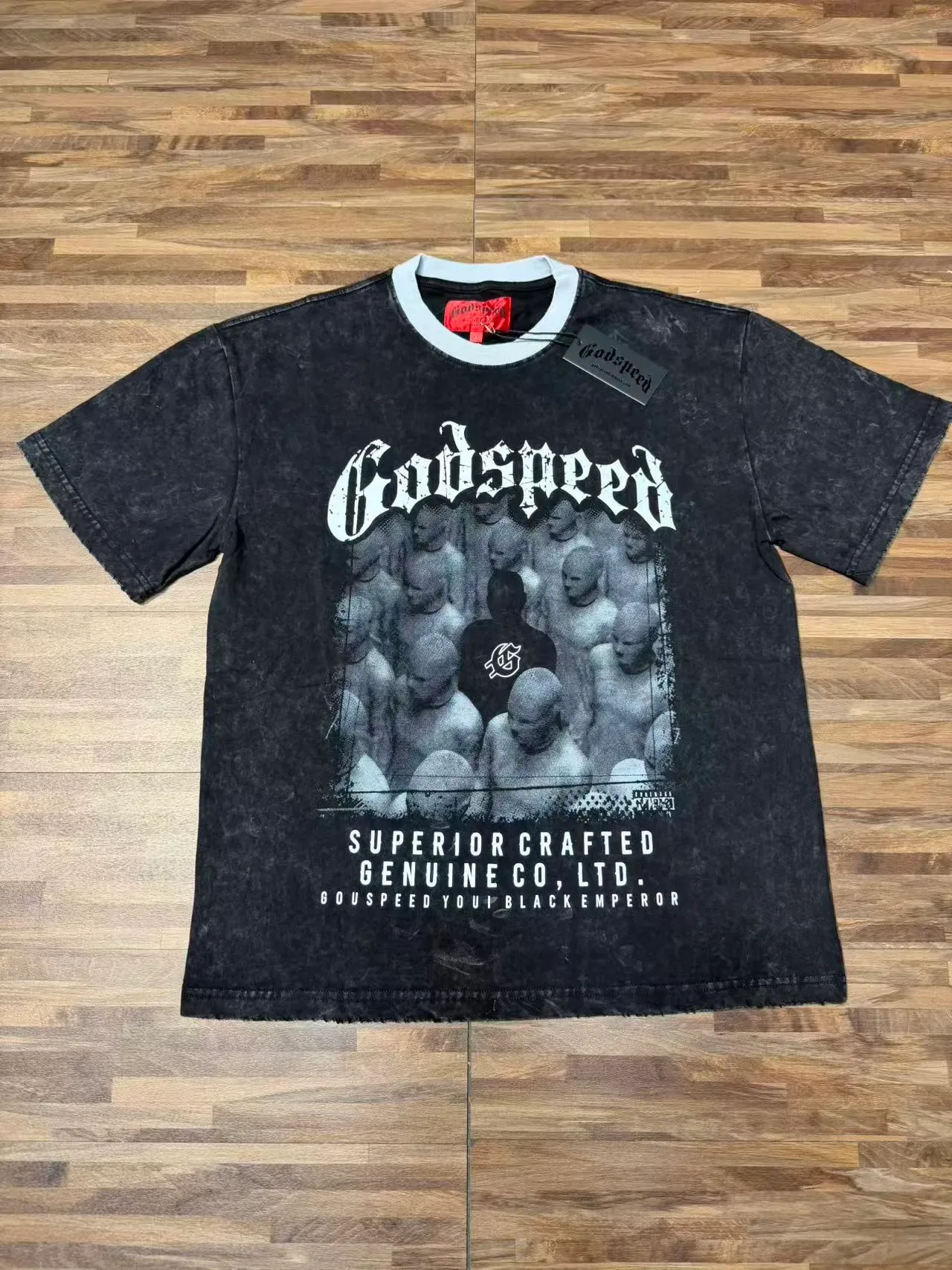 Godspeed Acid-Wash Black Graphic Print T-Shirt 5