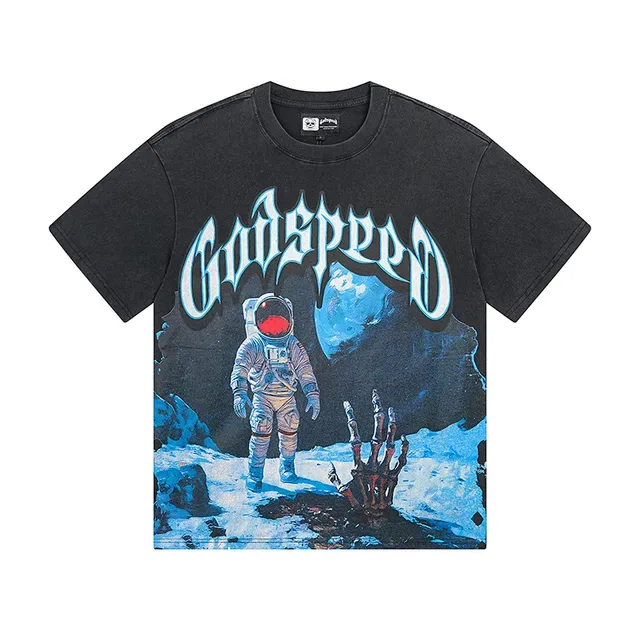 Godspeed Astronaut Graphic Print Black T-Shirt 2
