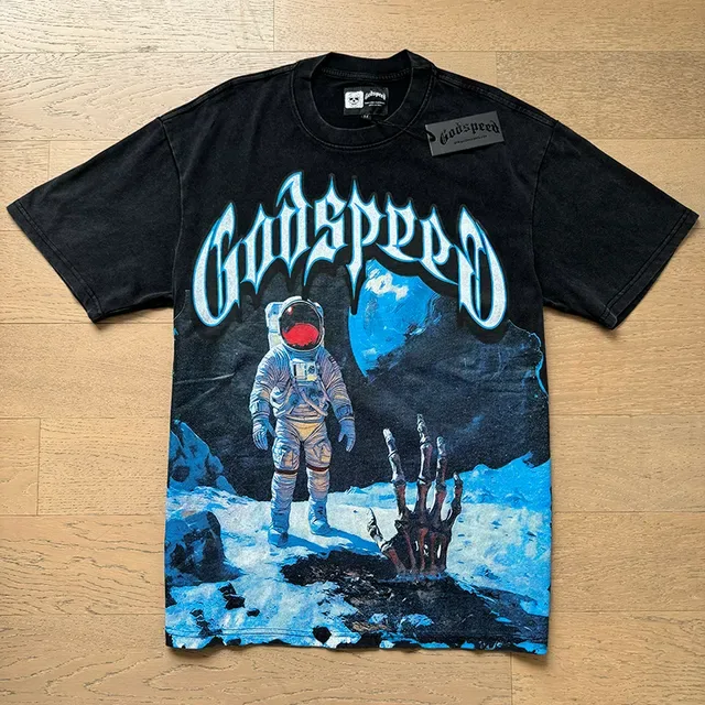 Godspeed Astronaut Graphic Print Black T-Shirt 5