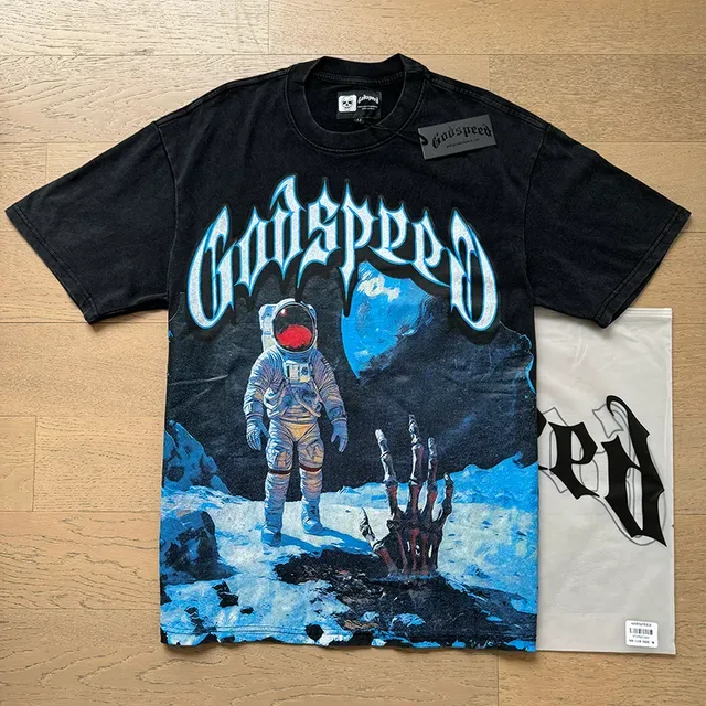 Godspeed Astronaut Graphic Print Black T-Shirt 6