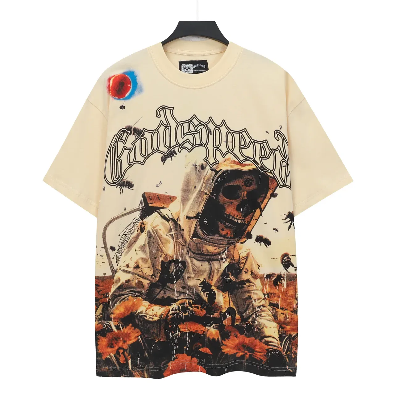 Godspeed Astronaut Skull Graphic Beige T-Shirt 2