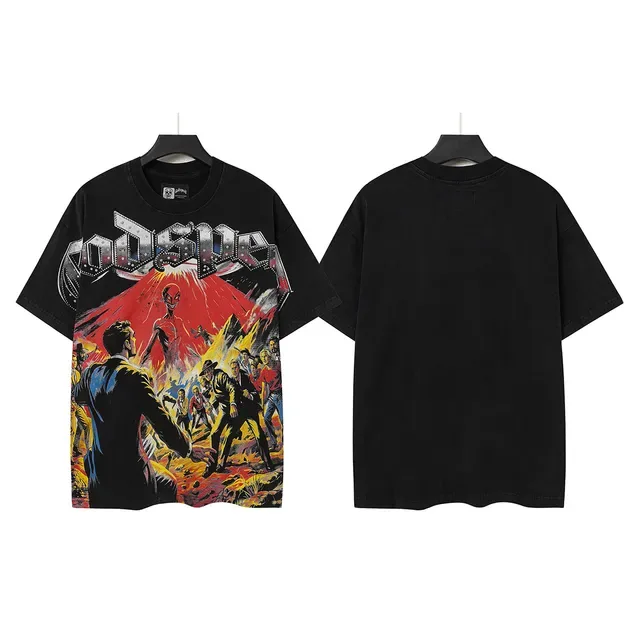 Godspeed Black Multicolor Oversized Fit Graphic Front Print T-Shirt 2