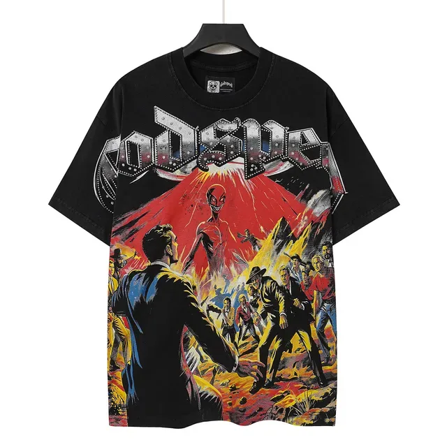 Godspeed Black Multicolor Oversized Fit Graphic Front Print T-Shirt 3
