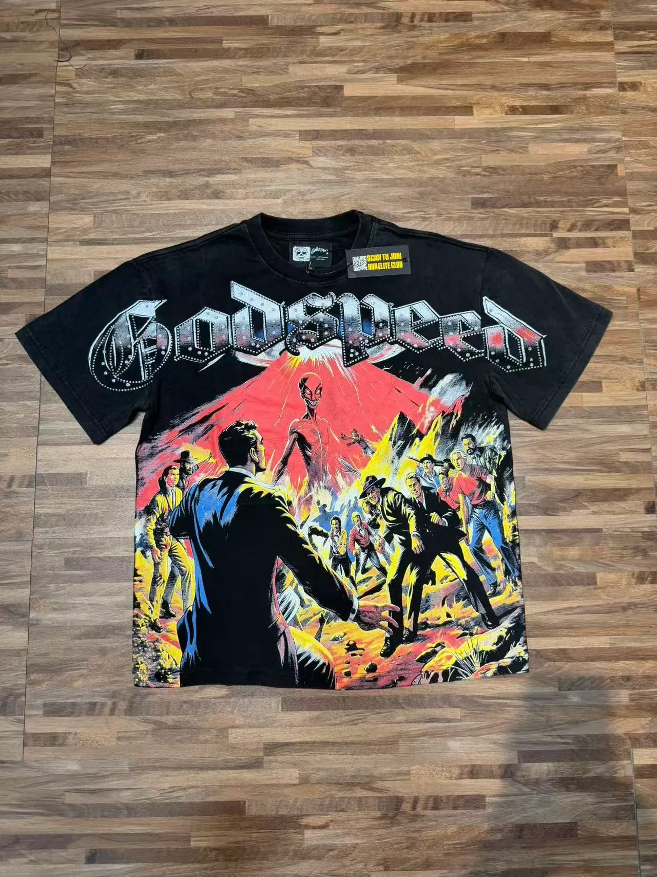 Godspeed Black Multicolor Oversized Fit Graphic Front Print T-Shirt 5