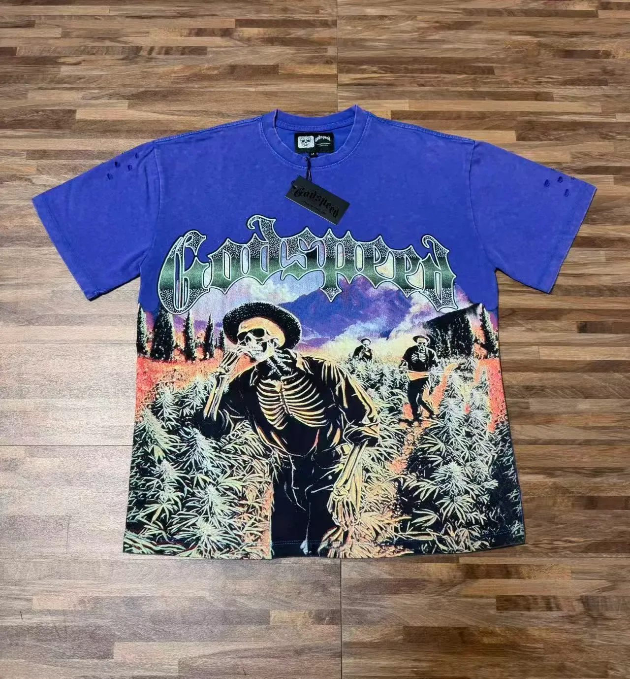 Godspeed Distressed Acid-Wash Graphic T-Shirt 6