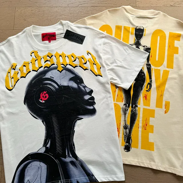 Godspeed Graphic Print Robot Figure T-Shirt 6