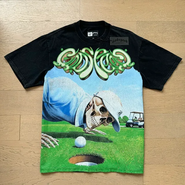 Godspeed Graphic-Print Skull Golf T-Shirt 2