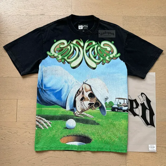 Godspeed Graphic-Print Skull Golf T-Shirt 3