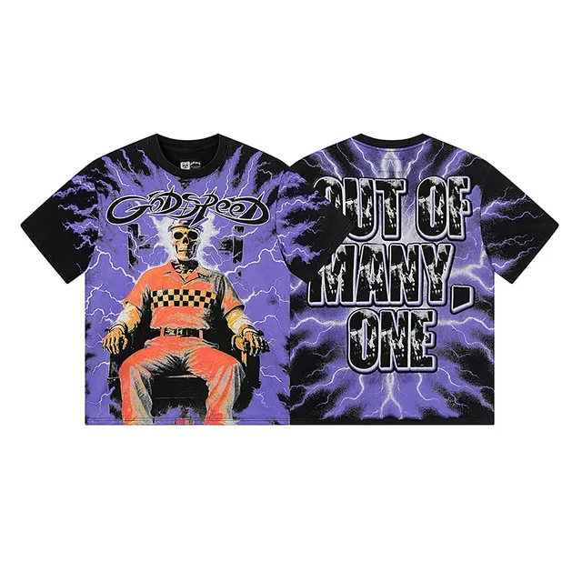 Godspeed Graphic Print Tie-Dye Skull Lightning T-Shirt 2