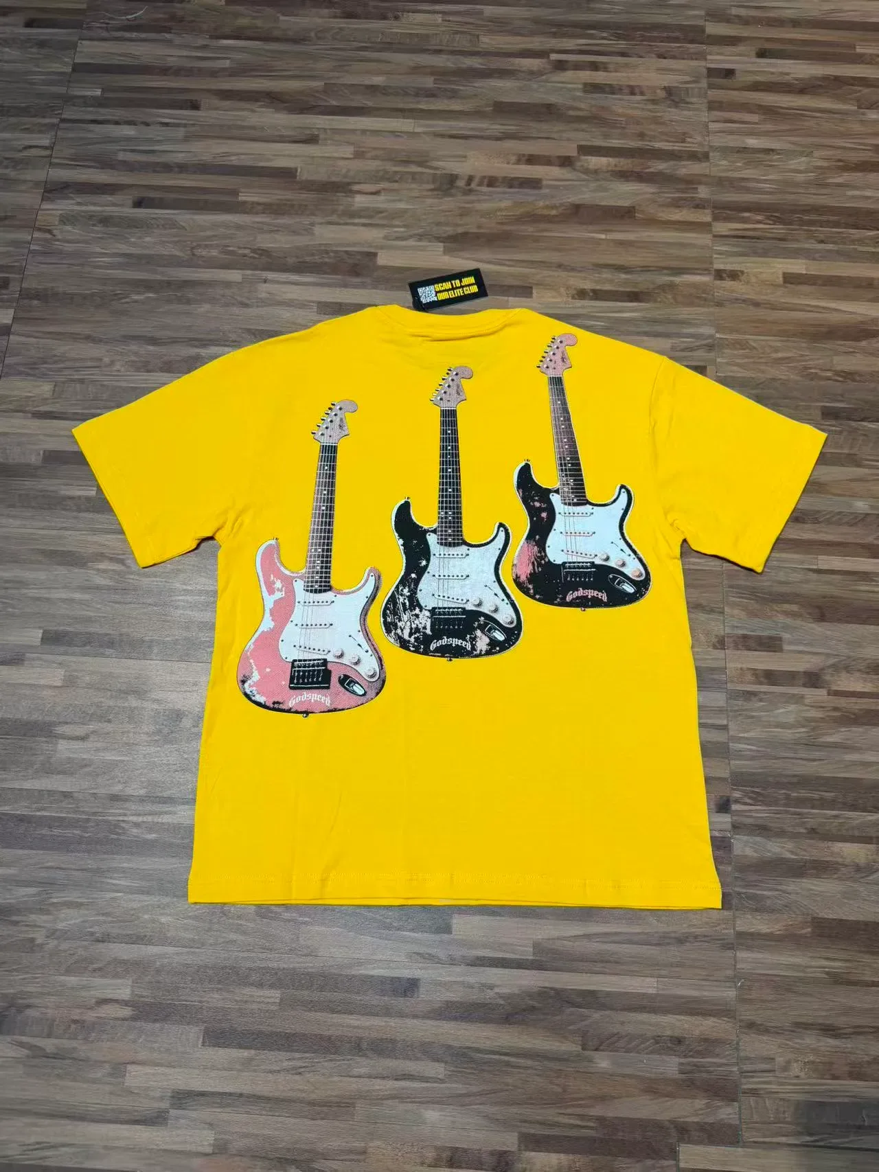 Godspeed Skeleton Band Graphic Yellow T-Shirt 3