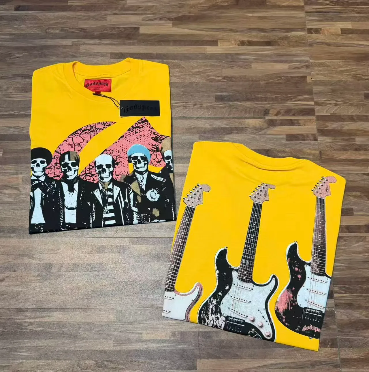 Godspeed Skeleton Band Graphic Yellow T-Shirt 4