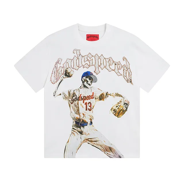Godspeed Skeleton Baseball Player Graphic T-Shirt 4