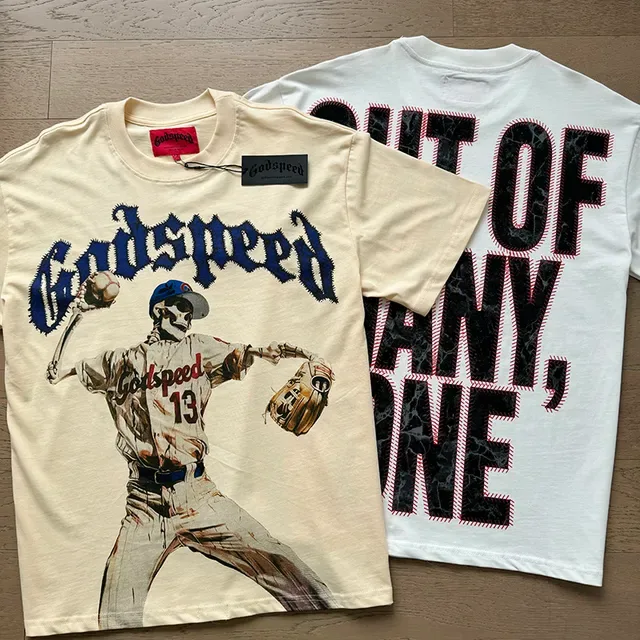 Godspeed Skeleton Baseball Player Graphic T-Shirt 7