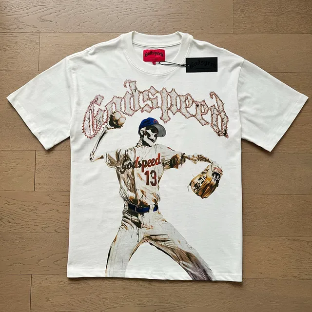 Godspeed Skeleton Baseball Player Graphic T-Shirt 8