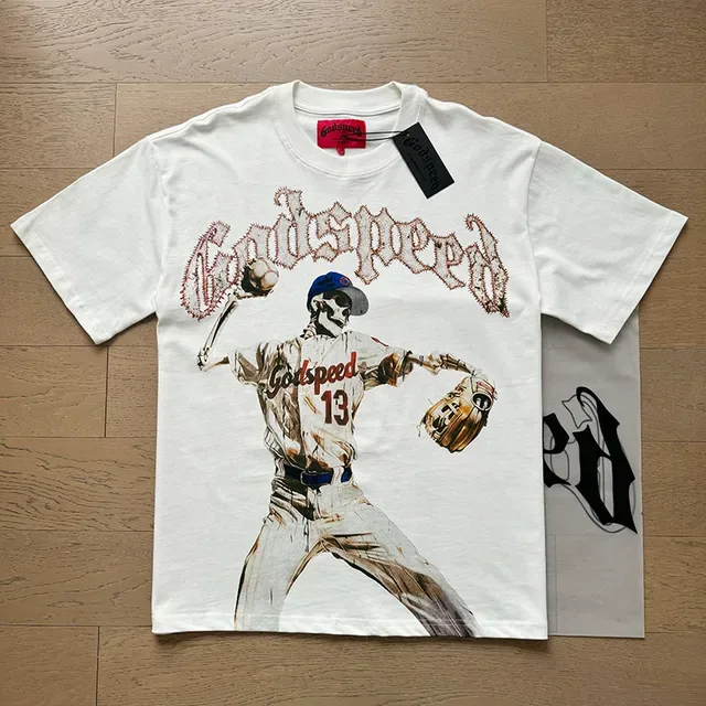 Godspeed Skeleton Baseball Player Graphic T-Shirt 9