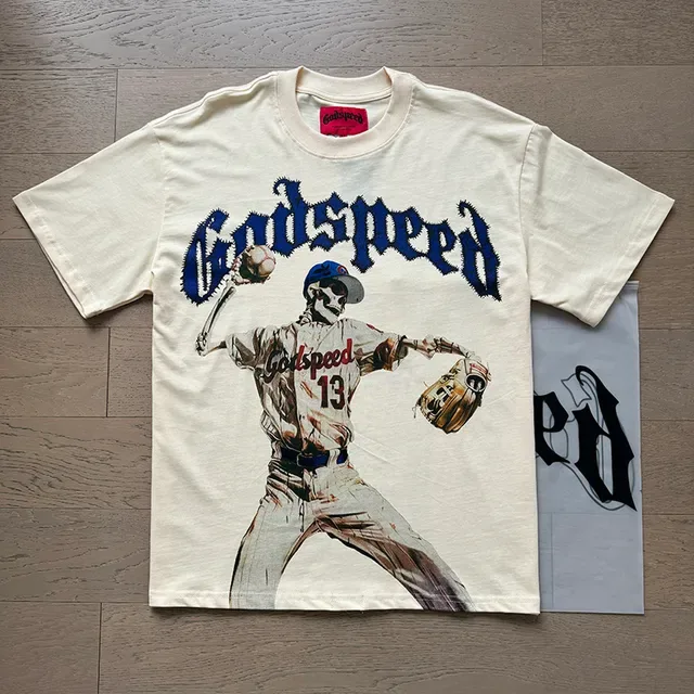 Godspeed Skeleton Baseball Player Graphic T-Shirt 12