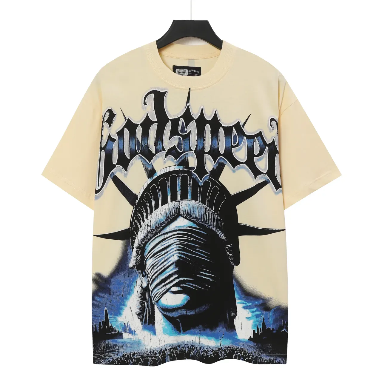 Godspeed Statue of Liberty Graphic Print Cream T-Shirt 2