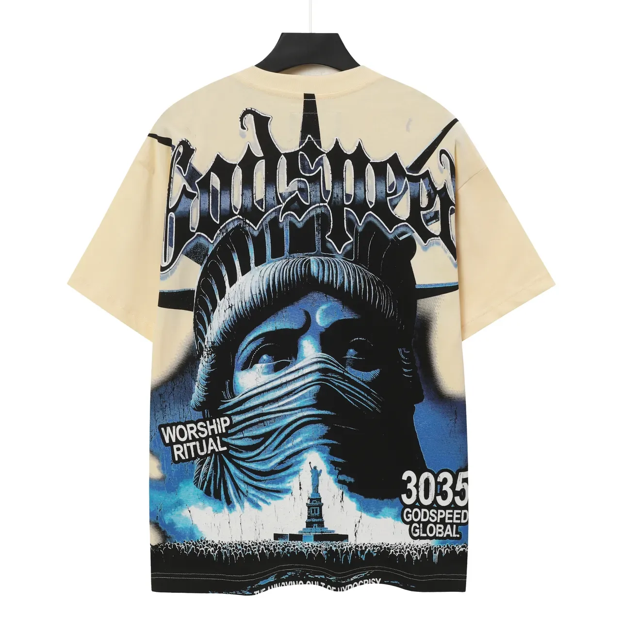 Godspeed Statue of Liberty Graphic Print Cream T-Shirt 3