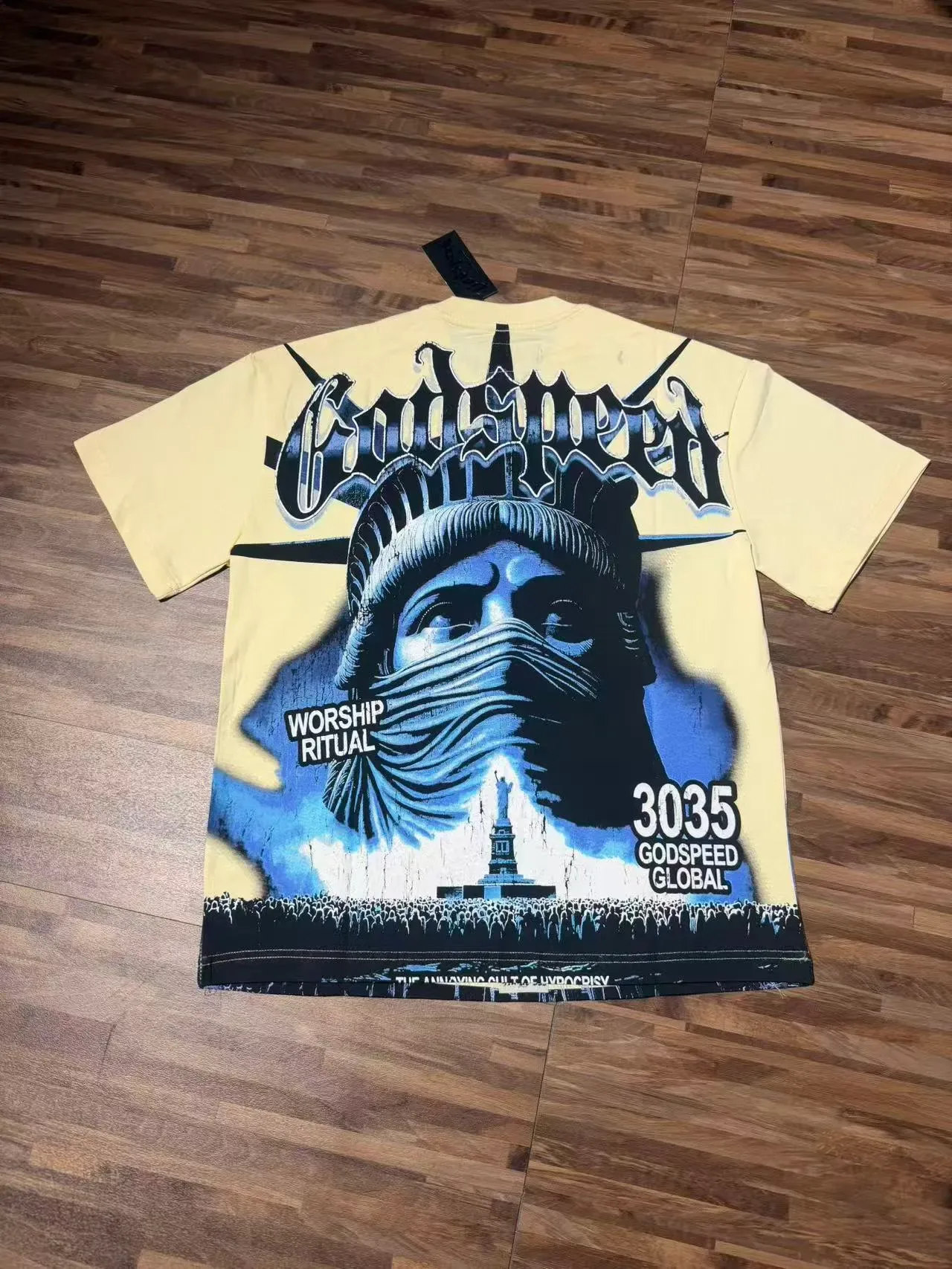 Godspeed Statue of Liberty Graphic Print Cream T-Shirt 6
