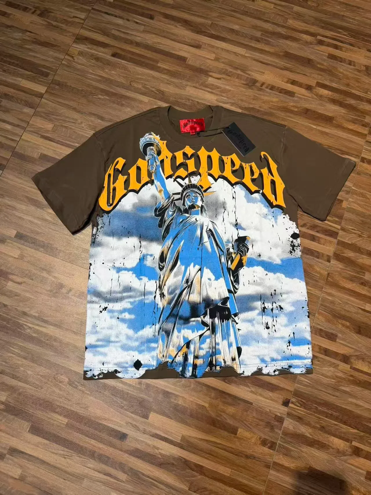Godspeed Statue of Liberty Graphic Print Oversized T-Shirt 8