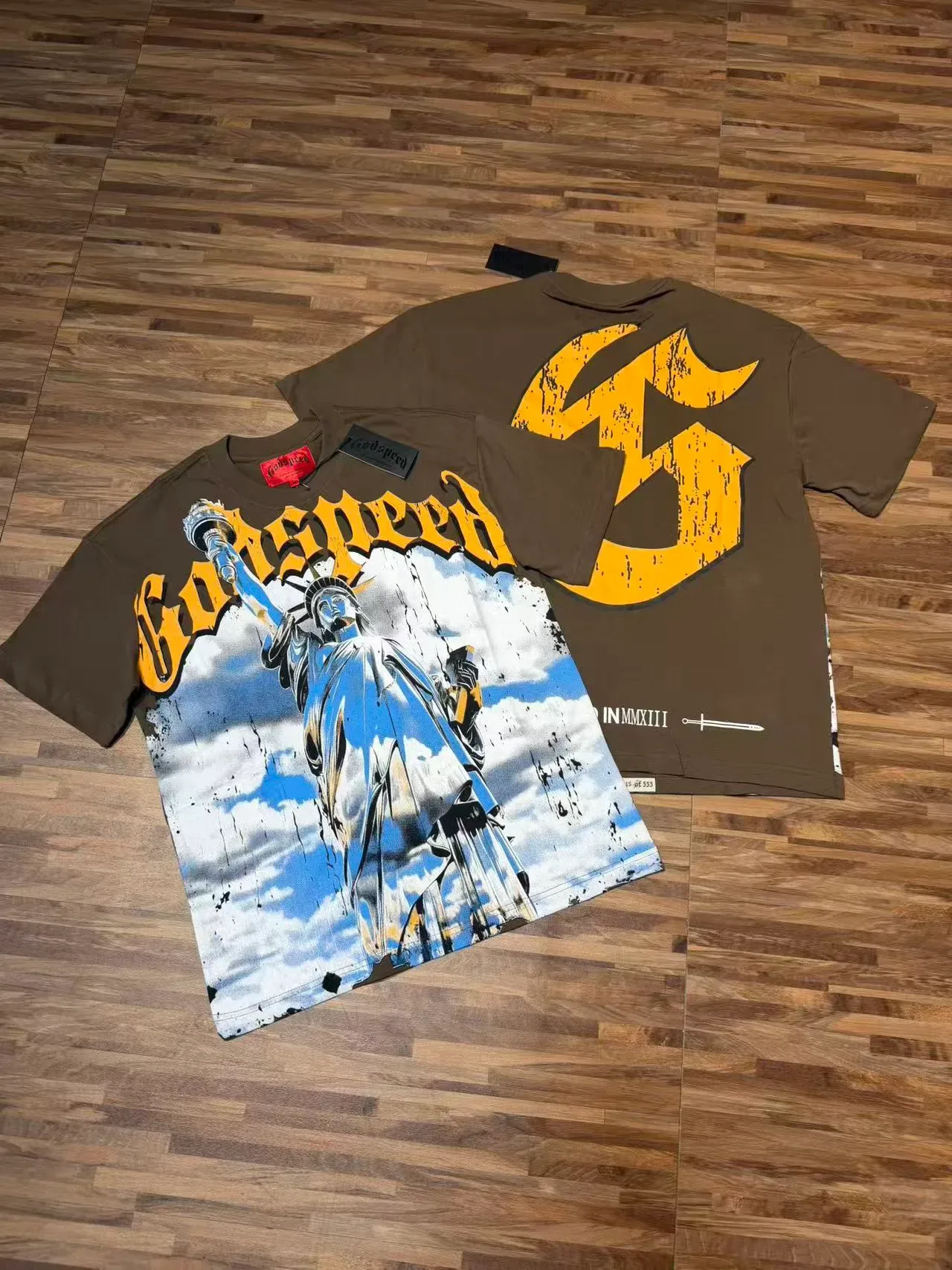 Godspeed Statue of Liberty Graphic Print Oversized T-Shirt 9
