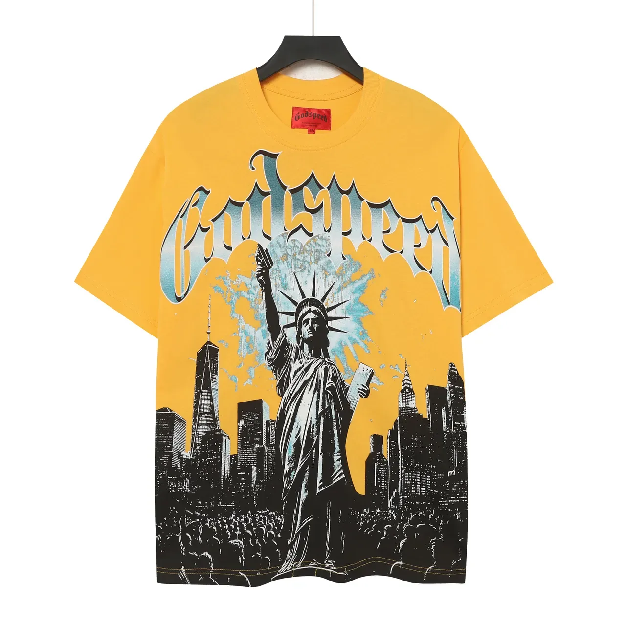 Godspeed Statue of Liberty Graphic Yellow T-Shirt 3