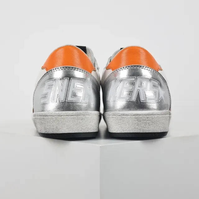 Golden Goose Super-Star sneakers lifestyle blanches argentées marron étoile 8