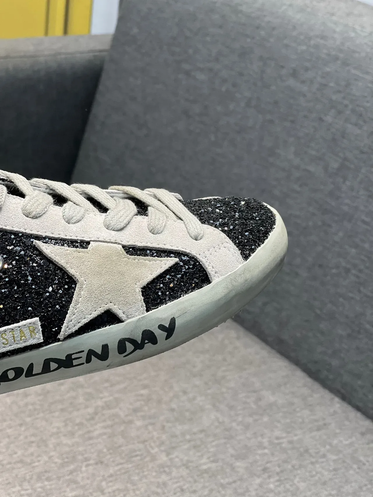 Golden Goose Superstar Black Glitter Star Lifestyle Sneakers 3