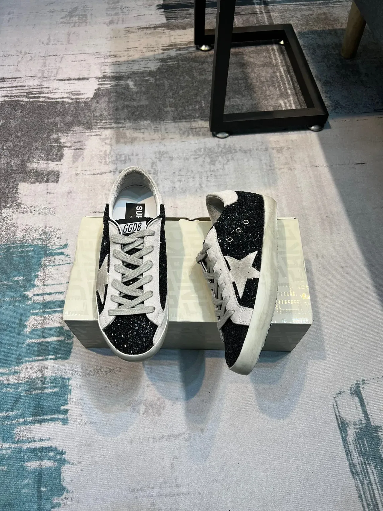 Golden Goose Superstar Black Glitter Star Lifestyle Sneakers 4