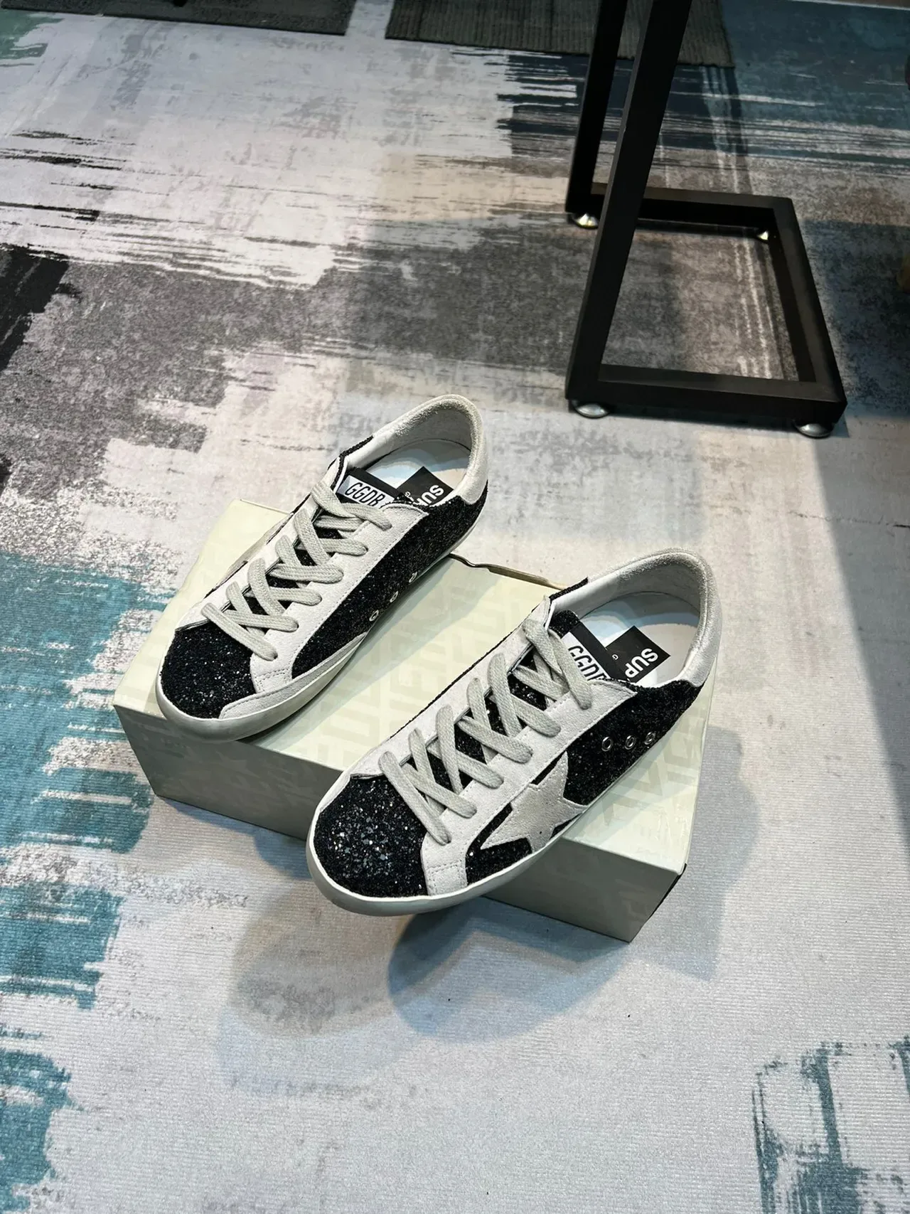 Golden Goose Superstar Black Glitter Star Lifestyle Sneakers 5