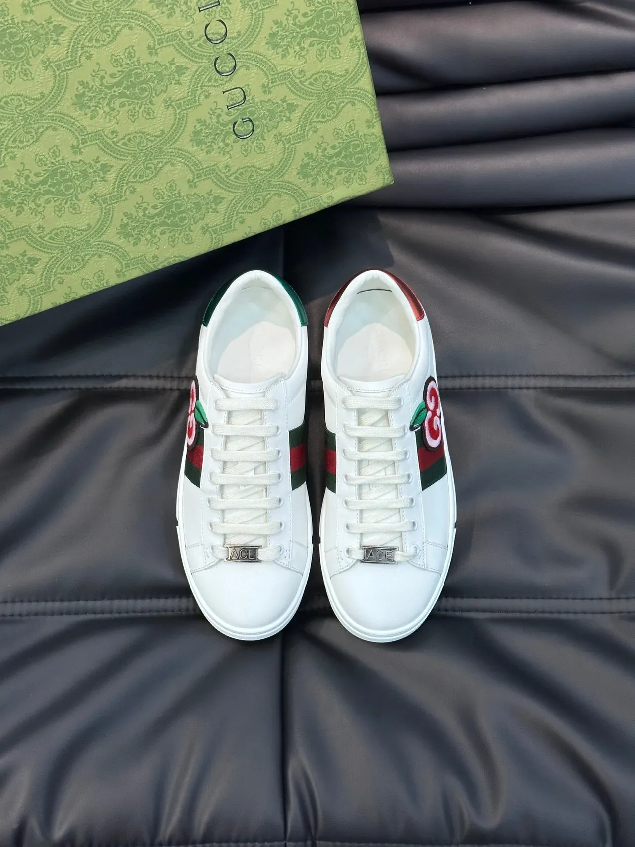 Gucci Ace Bordado Manzana Tênis Lifestyle Branco Verde Vermelho 2