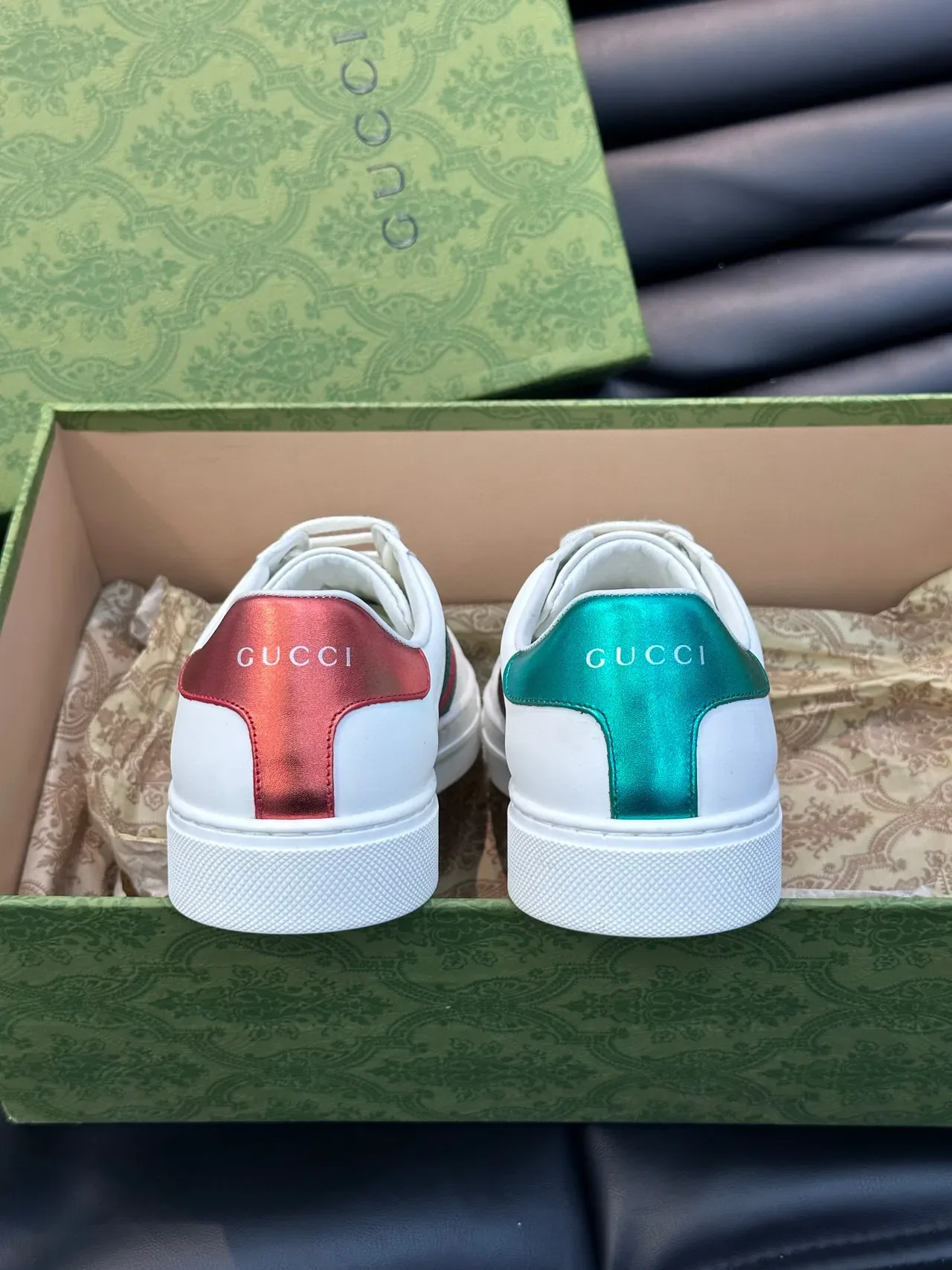 Gucci Ace Bordado Manzana Tênis Lifestyle Branco Verde Vermelho 6