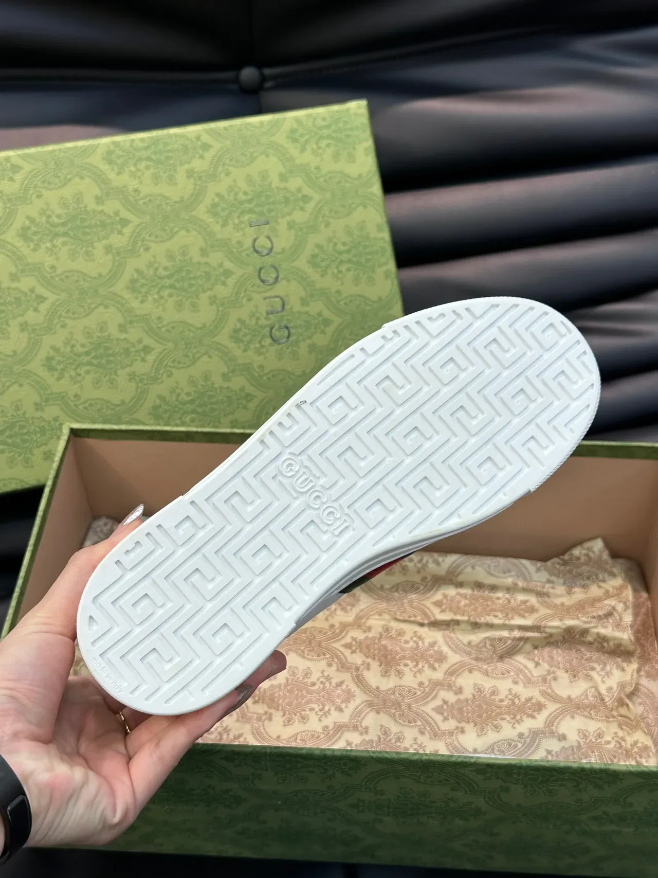 Gucci Ace Bordado Manzana Tênis Lifestyle Branco Verde Vermelho 9