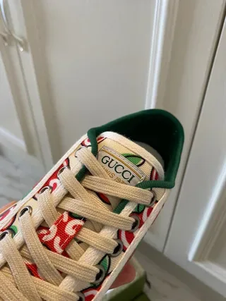 Gucci Ace Apple Print Cream Lifestyle Sneakers 6