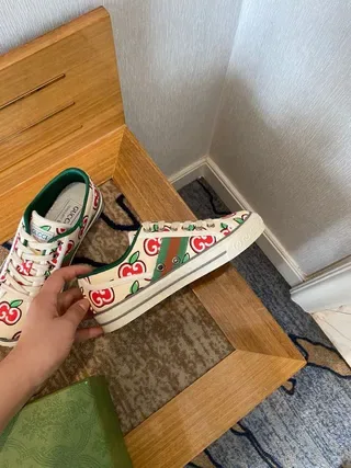 Gucci Ace Apple Print Cream Lifestyle Sneakers 8